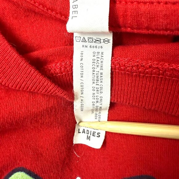 Women’s Funny Dinosaur Graphic Tee Medium Steg Nog Short Sleeve Cotton Red - Picture 7 of 7